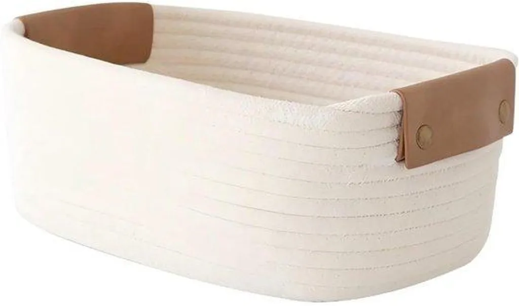 Organisateur de tiroir en corde de coton beige, idéal salle de bain