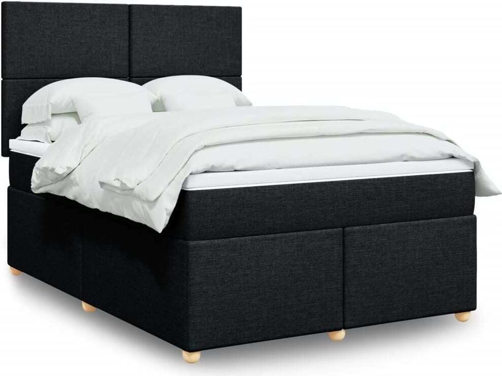 Maison Exclusive - Boxspringbett mit Matratze Schwarz 160x200 cm Stoff