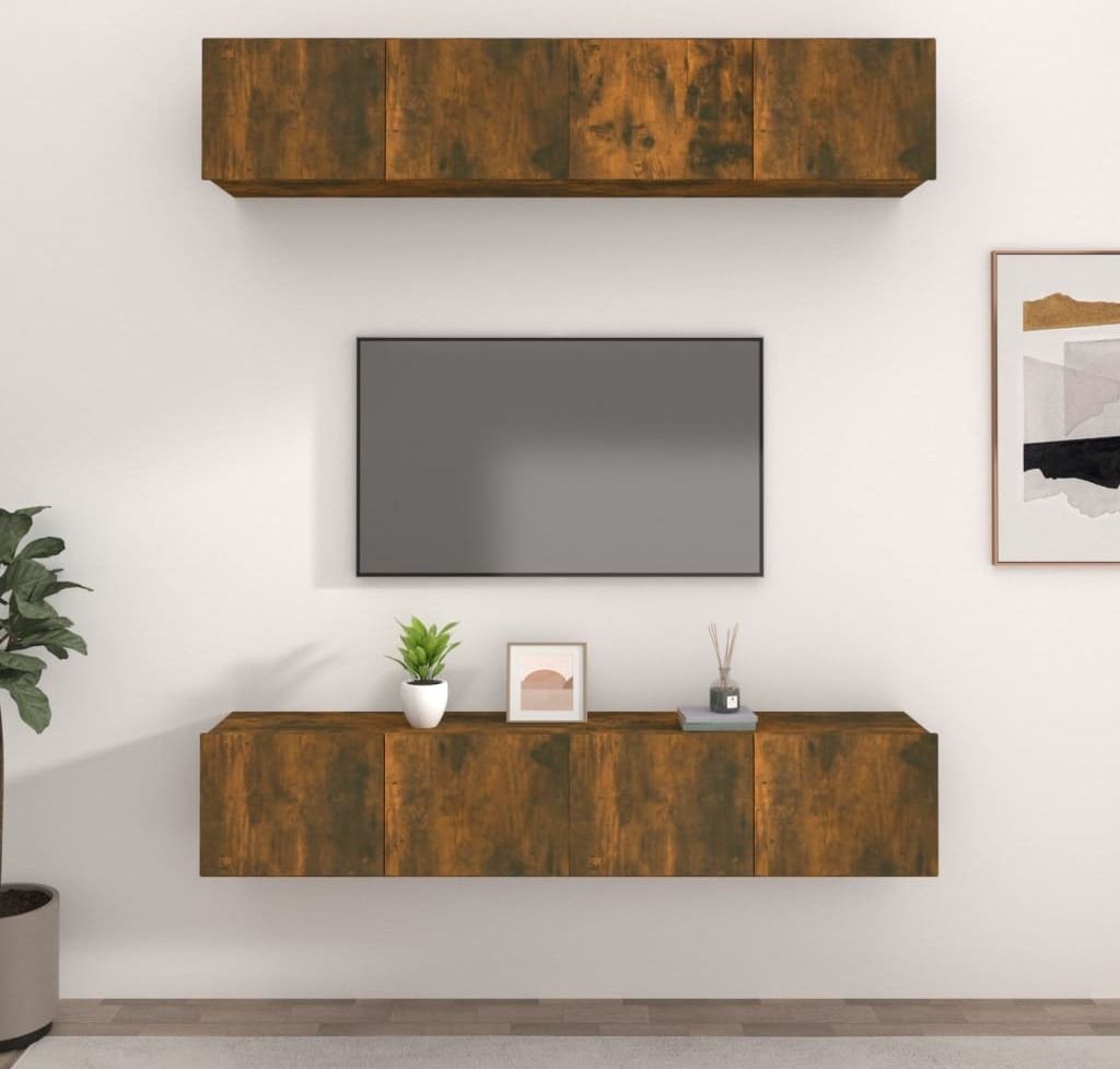 Maison Exclusive - TV-Schränke 4 Stk. Räuchereiche 80x30x30 cm Holzwerkstoff