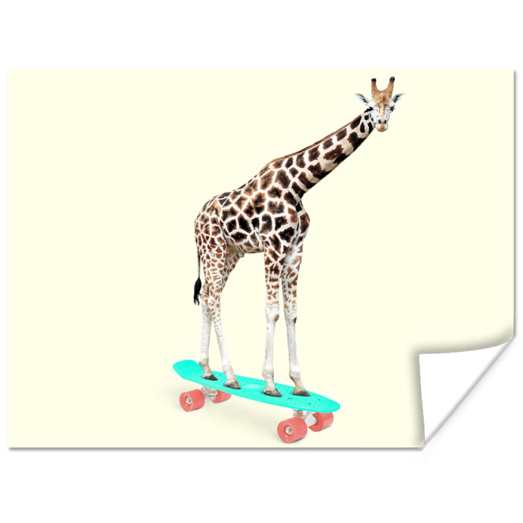 MuchoWow® Poster Giraffe - Muster - Skateboard - Rosa - Produktbild 