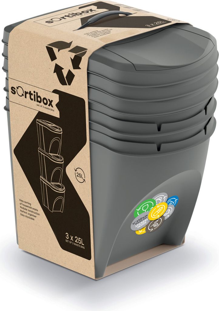 kôš na odpad 3x25L SORTIBOX IKWB25S3-405U sivý plastový Obrázok produktu 6