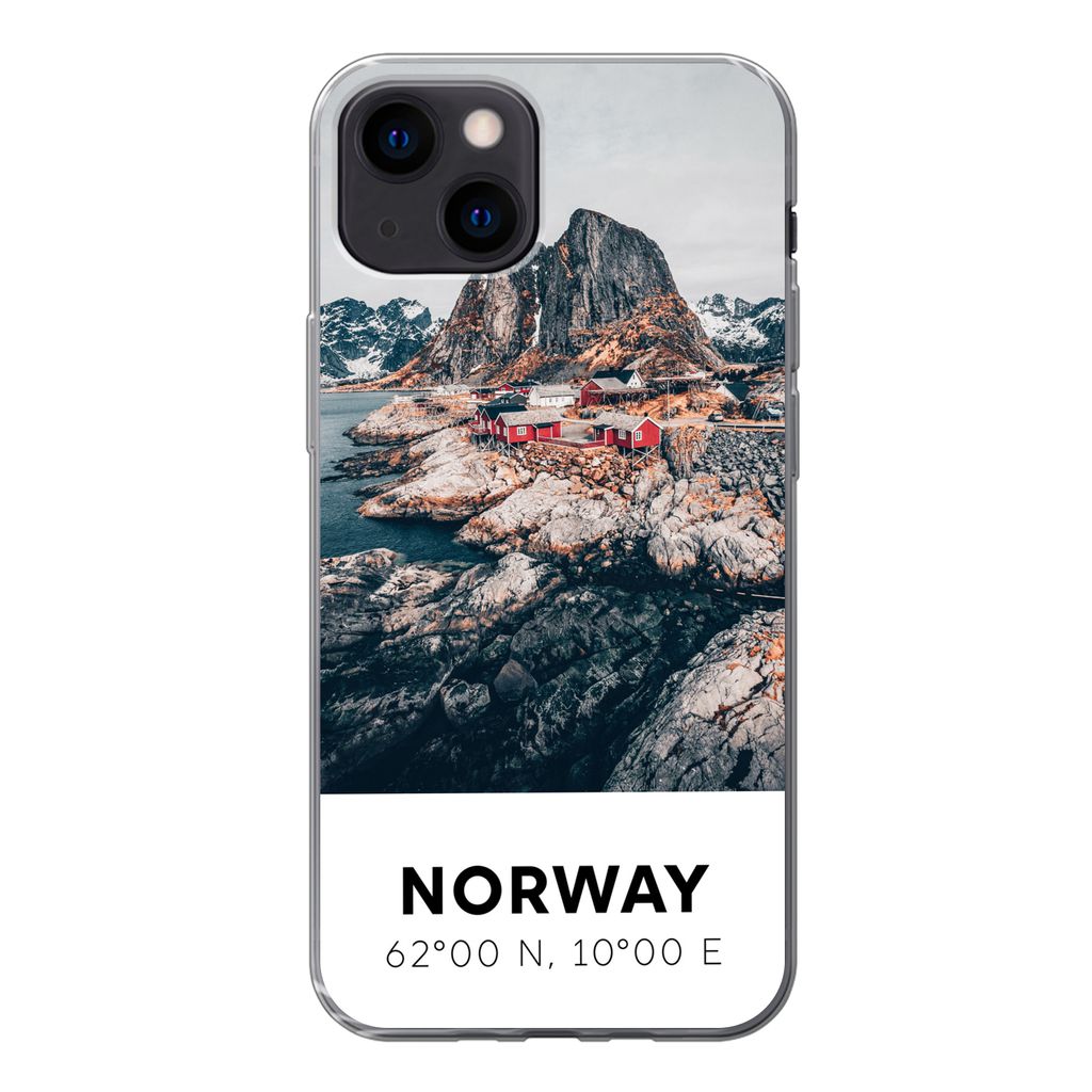 MuchoWow Handyhülle Schutzhülle Hülle für iPhone 13 mini Norwegen - Wasser - Bergen Silikon Softcase Handy Hülle - Softcase
