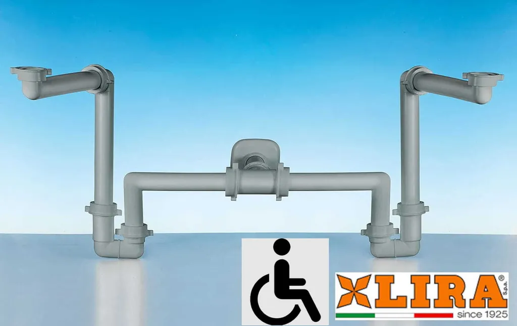 Sifone Salvaspazio Lavabo Doppio Lira Spazio Bagno - Grigio Design