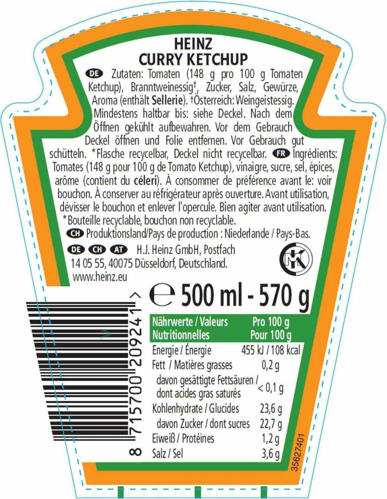 Heinz Curry kečup 500ml Obrázok produktu 