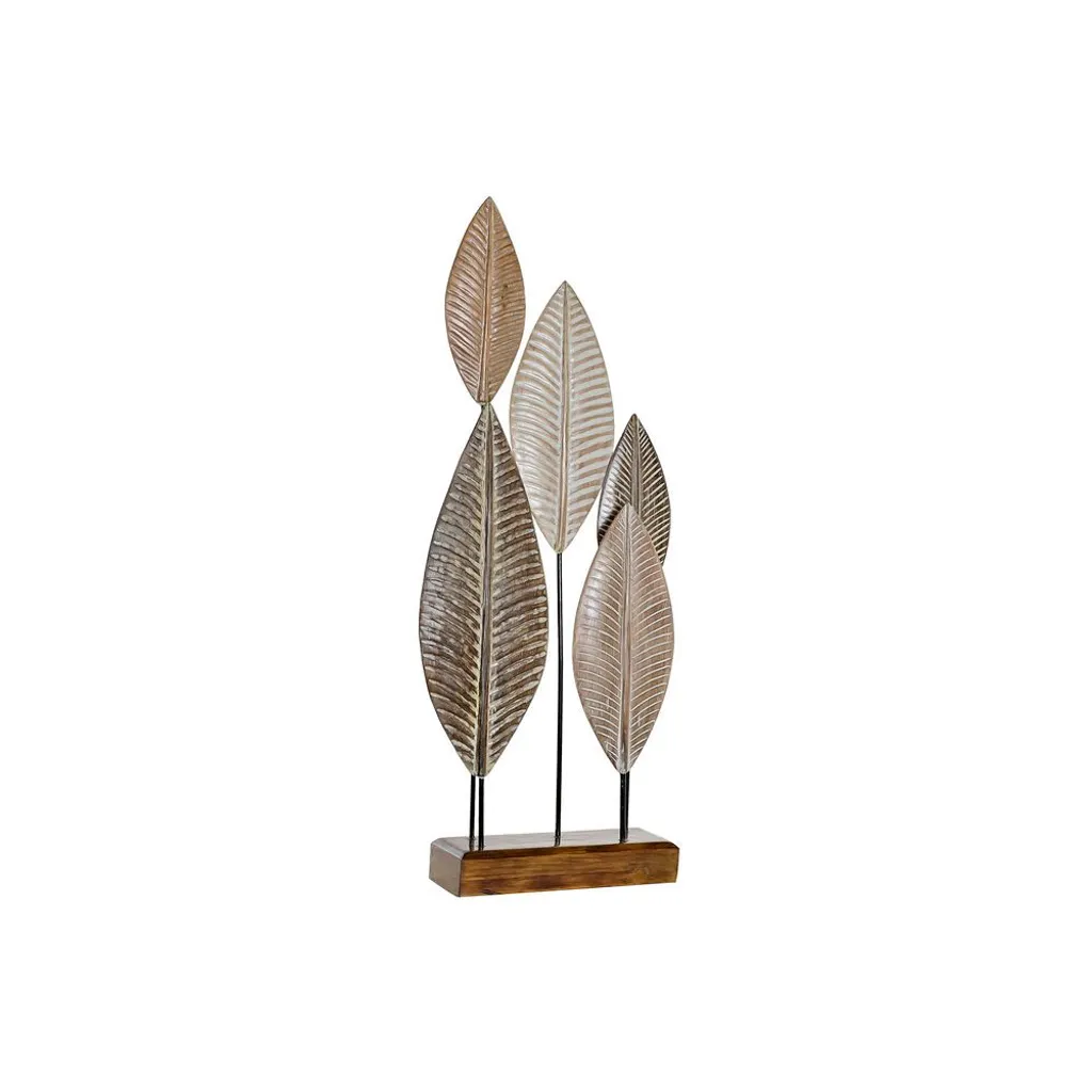 Figurine Design en Fer Noir et Bois de Bambou Naturel 33x10x81 cm