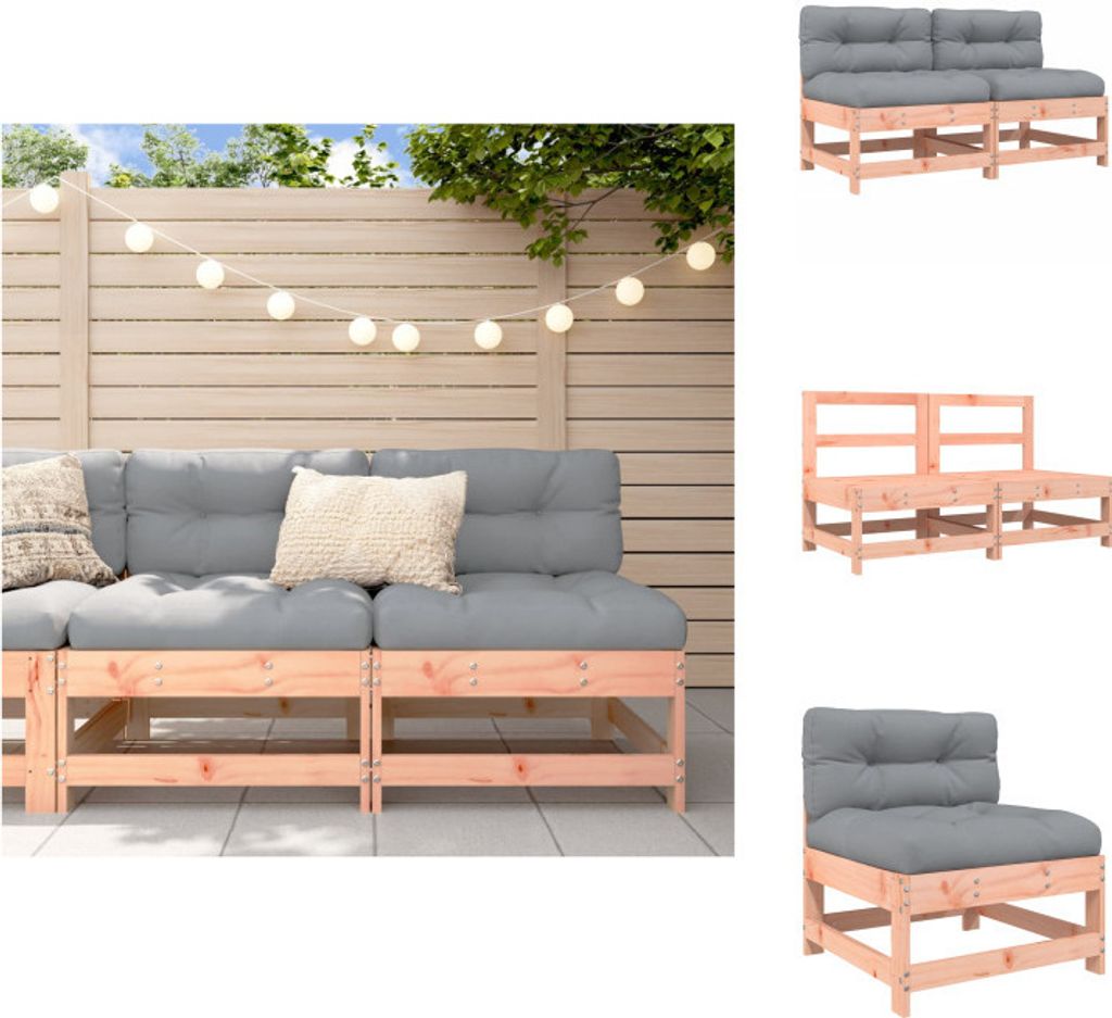 vidaXL Mittelsofas mit Kissen 2 Stk. Massivholz Douglasie - Gartensofaelemente