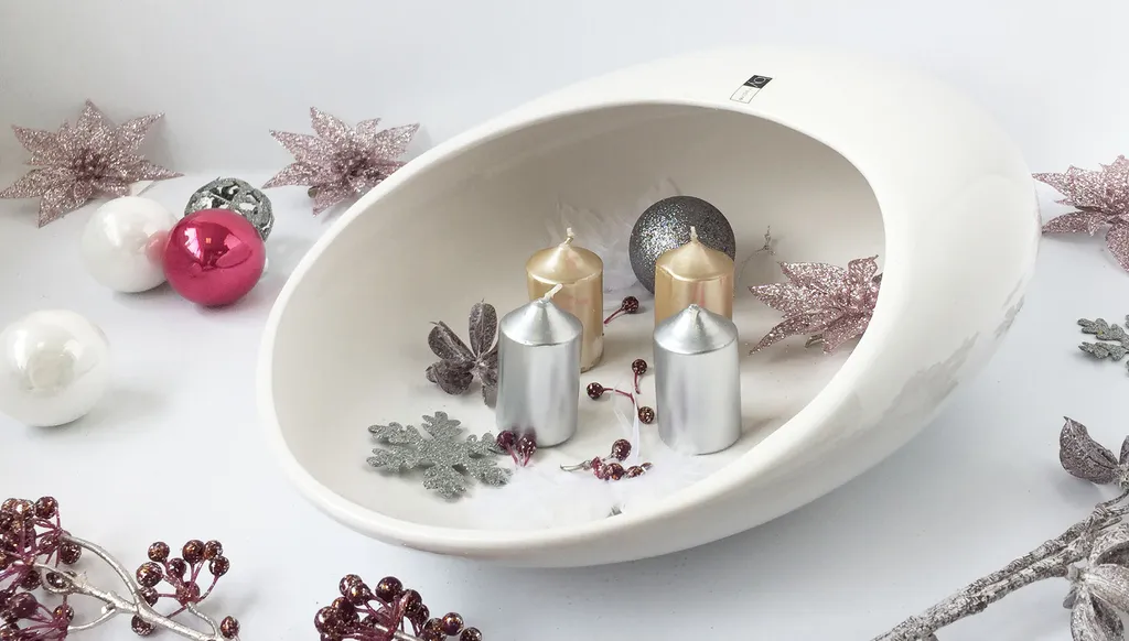 Grande coupe décorative blanche Bean L 44cm - Centre de table design - 5