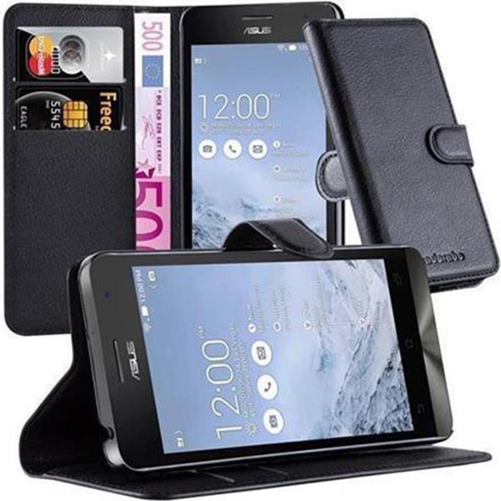 Cadorabo Hülle für Asus ZenFone 5 2014 Schutz Hülle in Schwarz Handyhülle Etui Case Cover Magnetverschluss