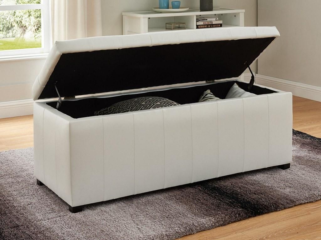 CONCIERTO Bank mit Aufbewahrungsbox aus ökologischem Leder - Farbe weiß