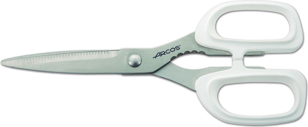 Küchenschere Arcos 185324 in NITRUM Edelstahl und mango in 200 mm weißem Polypropylen in Blisterverpackung.