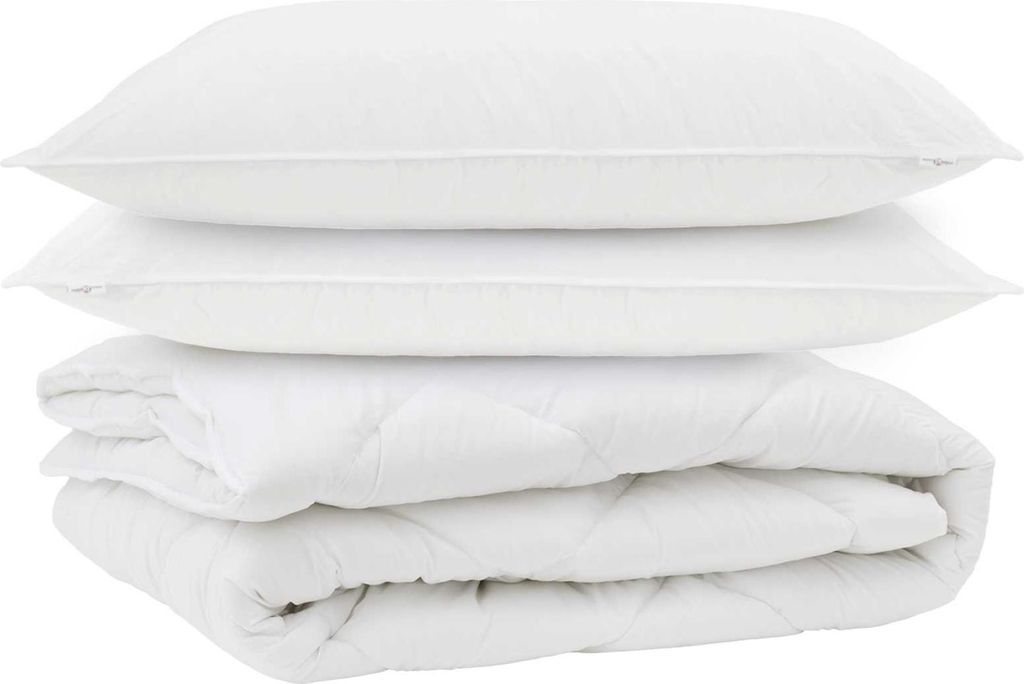 vidaXL Ganzjahresbettdecke mit Kissen 3 pcs Weiß Mikrofaser