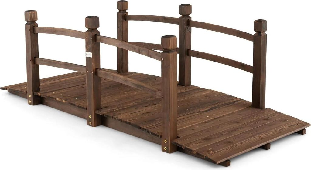 Gartenbrücke - Teichbrücke aus Holz - 171,5 x 75,5 x 58 cm - Mit Geländer - Dekorativ - Braun