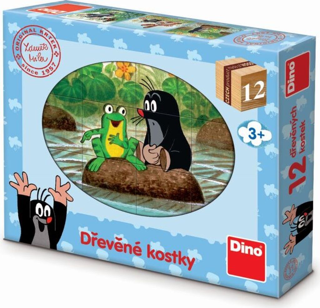 DINO Maulwurf und Tiere Bildwürfel, 12 Würfel