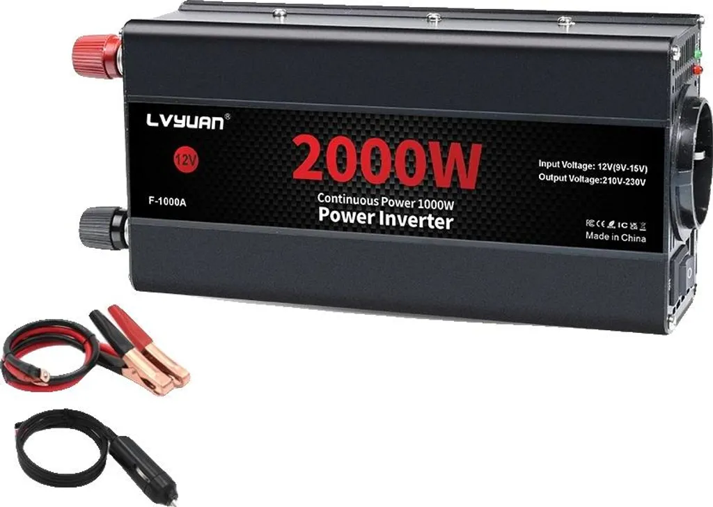 Inverter automatico, conversione da 12V a 220V, uscita USB, 2000W