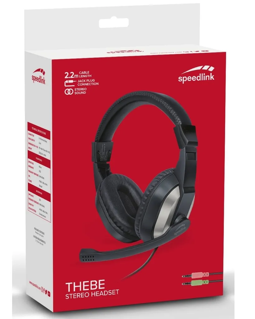 Casque Stéréo avec Micro Speedlink THEBE Noir - Audio Haute Clarté PC