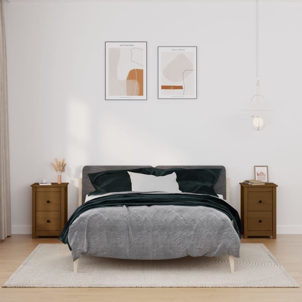 Maison Exclusive - Nachttische 2 Stk. Honigbraun 40x35x61,5 cm Massivholz Kiefer