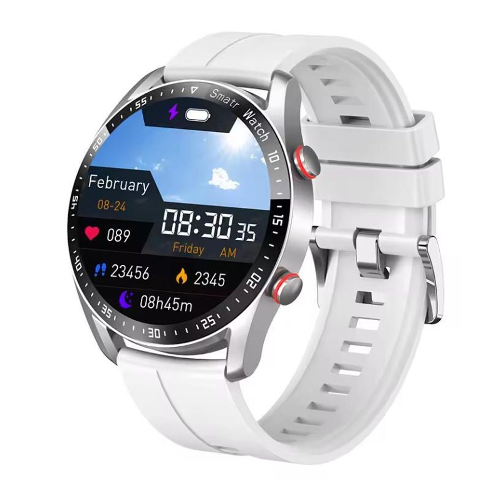 Bluetooth-Smartwatch mit EKG+PPG-Funktion, Gesundheits- und Blutdruckmessung, Fitness, Sport, wasserdicht, wei?