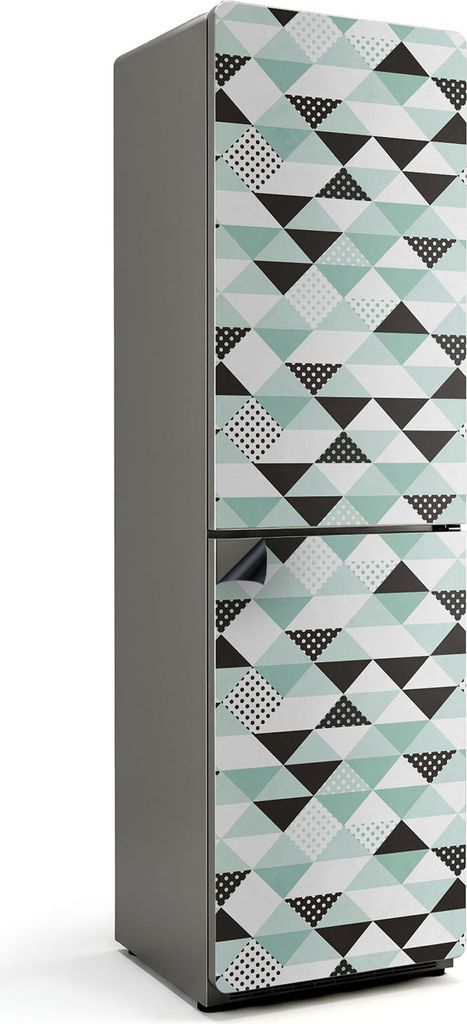 Muster mit Dreiecken und Punkten – Magnetische Kühlschrank Abdeckung – Dekorfolie magnetisch Küche – Kühlschrank Magnet Deko – selbstkle...