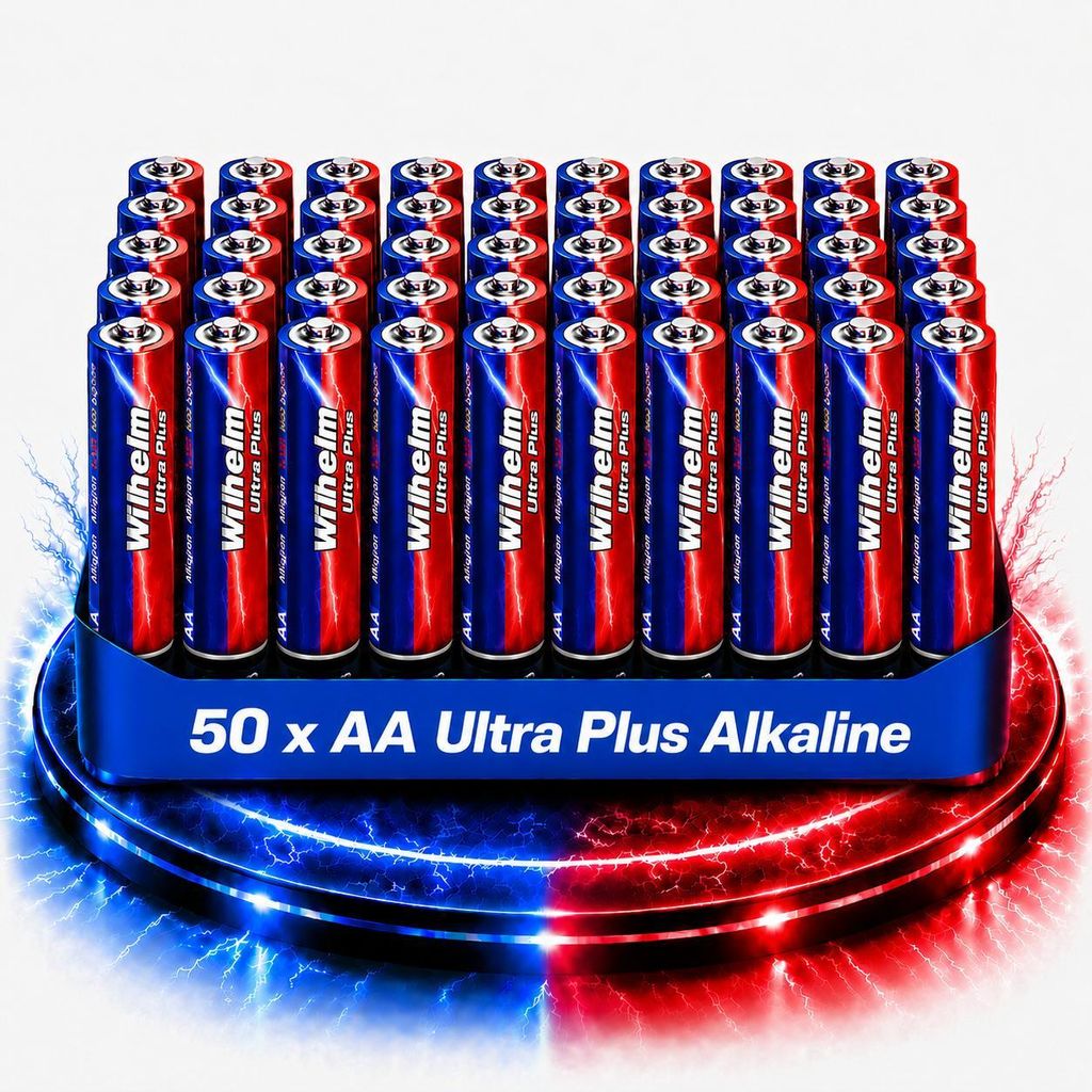 50 AA Mignon WILHELM Ultra Plus Alkaline Batterien im Produktbild 
