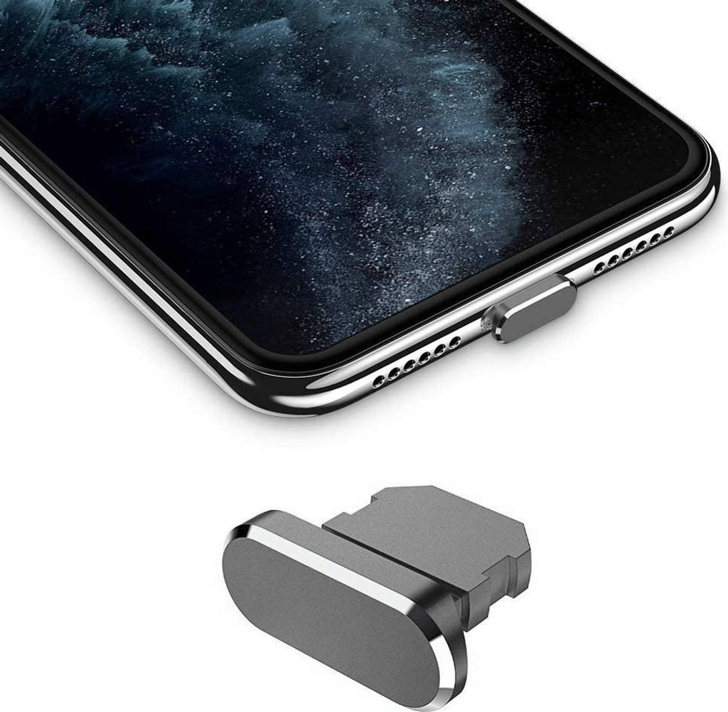 Cadorabo Schutzkappe für Apple iPhone in Grau Staub Schutz Stecker Stöpsel Ladeanschluss