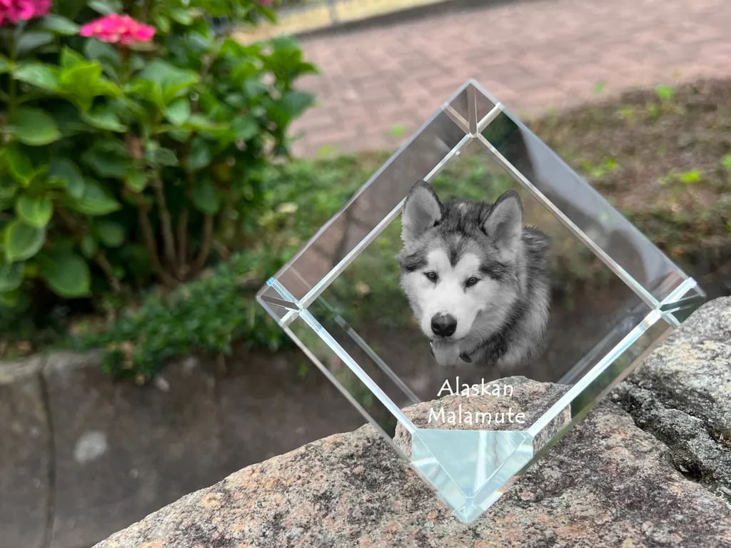 Déco Malamute d'Alaska Durable : Cube Cristal Photo Anti-Rayures Art-Dog - 2