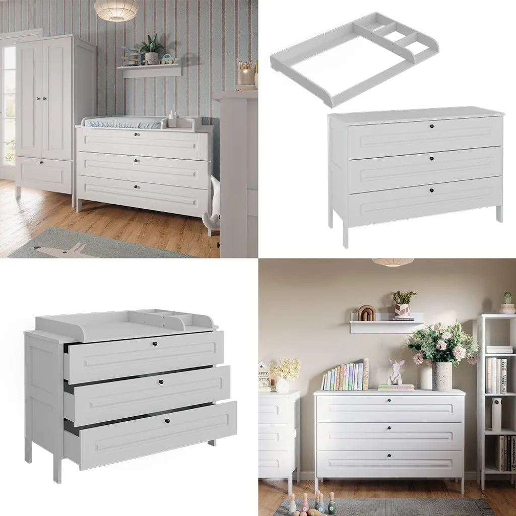 Commode à langer blanche Vitalispa Ajaton avec rangements 133x98,4 cm - 9