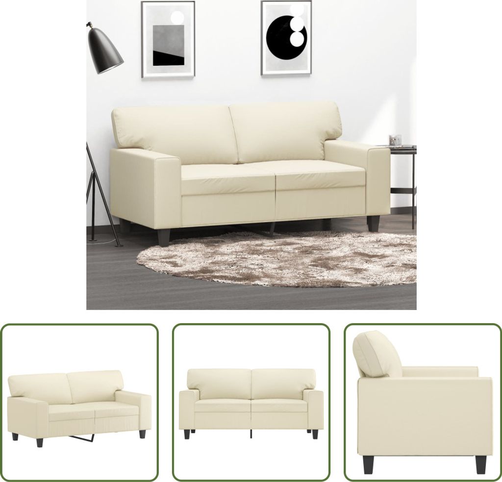 The Living Store 2-Sitzer-Sofa Creme 120 cm Kunstleder