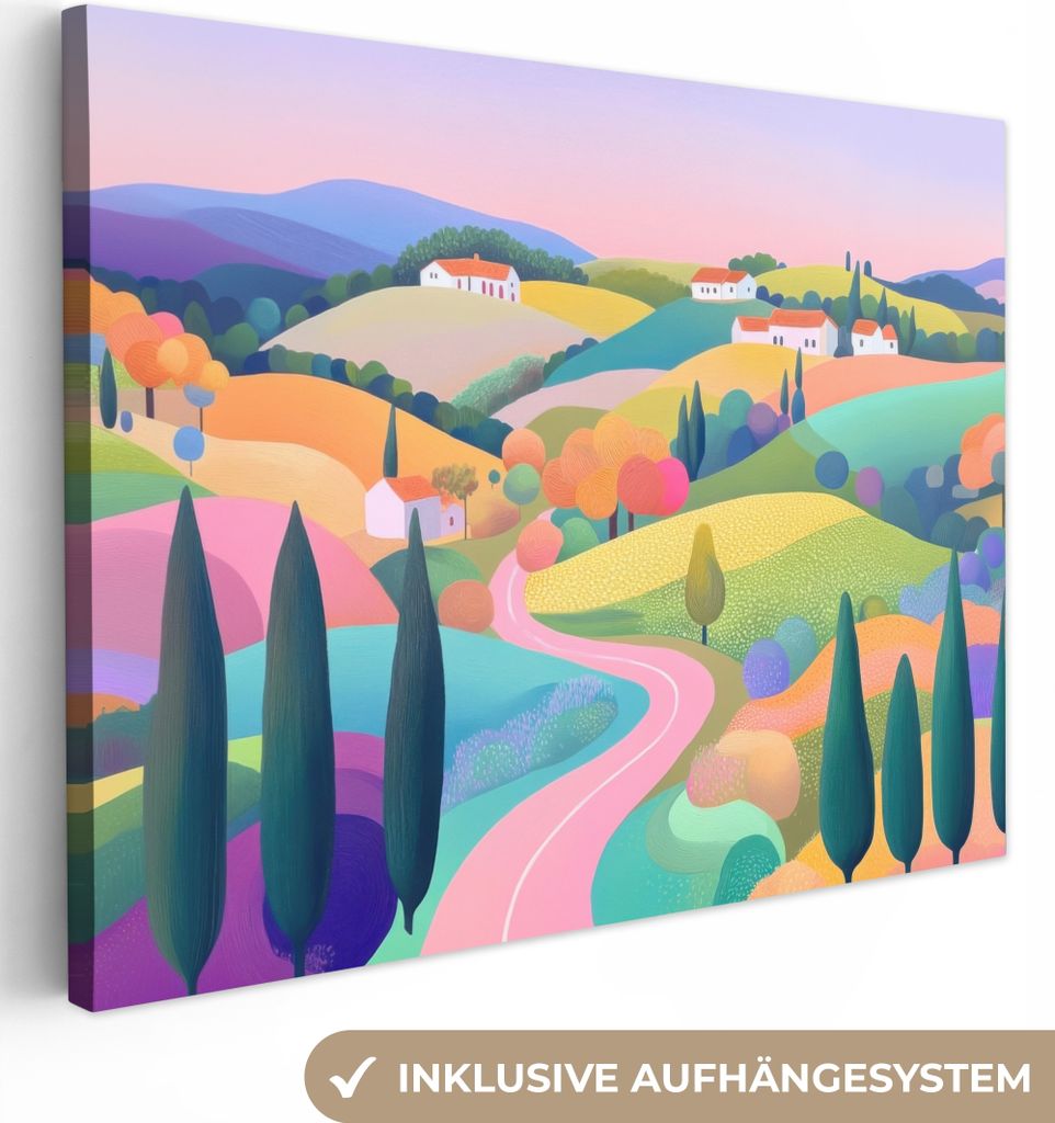 Leinwand Bilder 40x30 cm - Eklektisch - Landschaft - Pastell, Bild Modern, Wanddeko, Gemälde