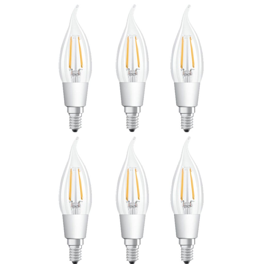 2 x OSRAM Glühlampe Kerze Windstoßkerze matt 25W E14 Kerzenlampe Windstoß Decor 