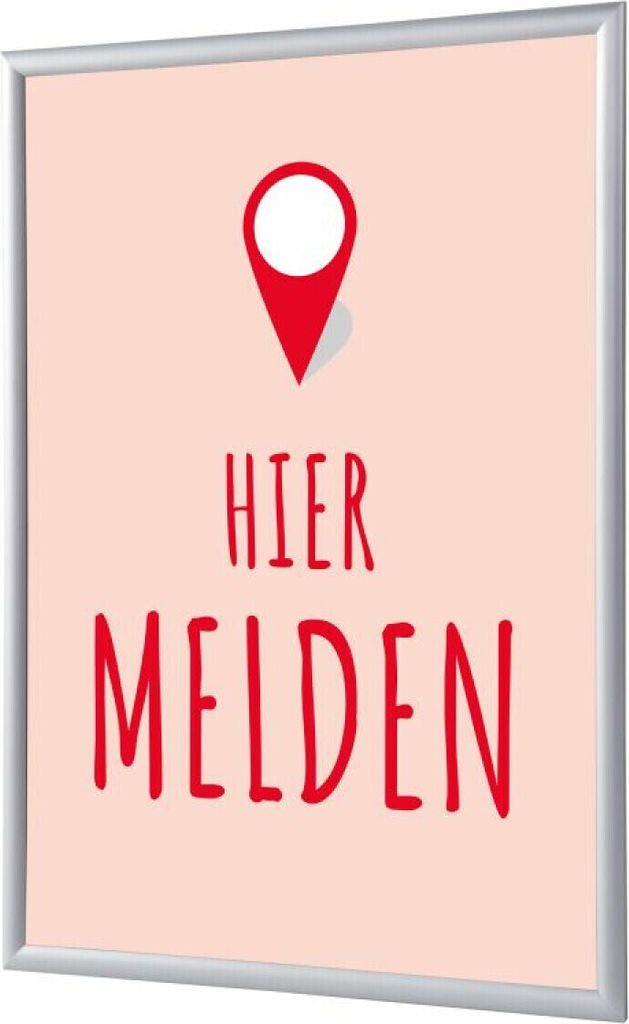 Showdown Klapprahmen - DIN A1 - Komplett-Set - Hier Aanmelden Niederländisch - Rot/Silber