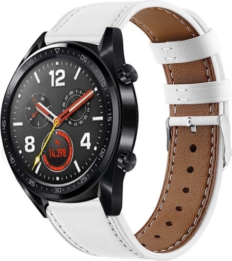 Strap-it Huawei Watch GT 2 Lederarmband (Weiß)
