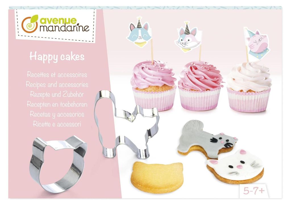 Avenue Mandarine KC106C - Kreativbox Happy Cakes, Rezepte und Zubehor, ideal mit Kindern zu backen, ab 5 Jahren, Katzen, 1 Box