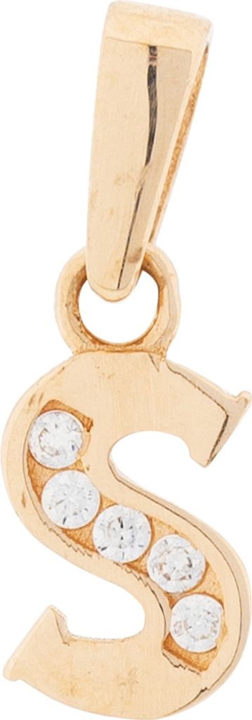 Golders Anhänger Buchstabe S aus 585 Rotgold mit fünf Zirkonia, Gold Schmuck Damen