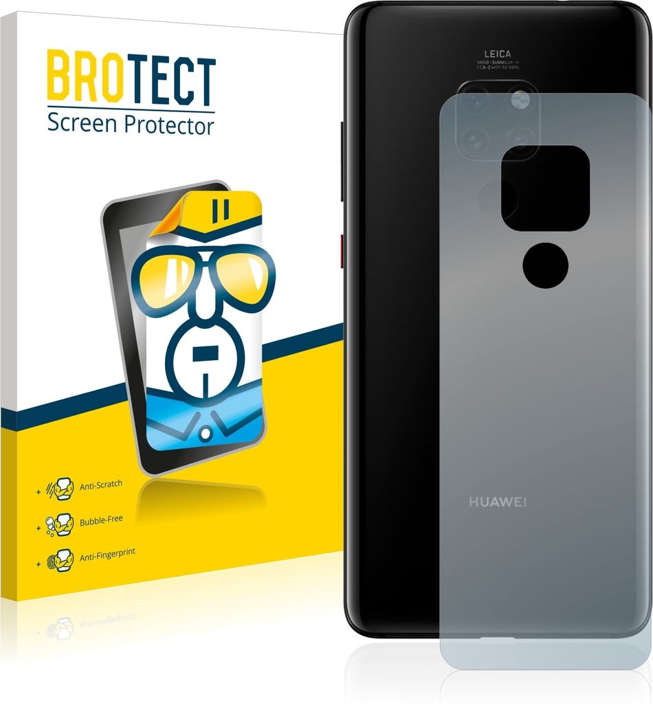 2x BROTECT Schutzfolie für Huawei Mate 20 (Rückseite) Folie Klar Transparent