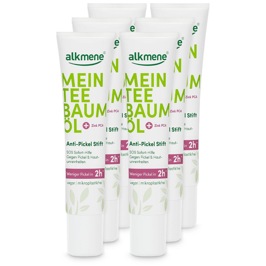 alkmene Mein Teebaumöl Anti Pickel Stift 6x 15 ml weniger Pickel in 2h - Soforthilfe gegen Pickel & Hautunreinheiten
