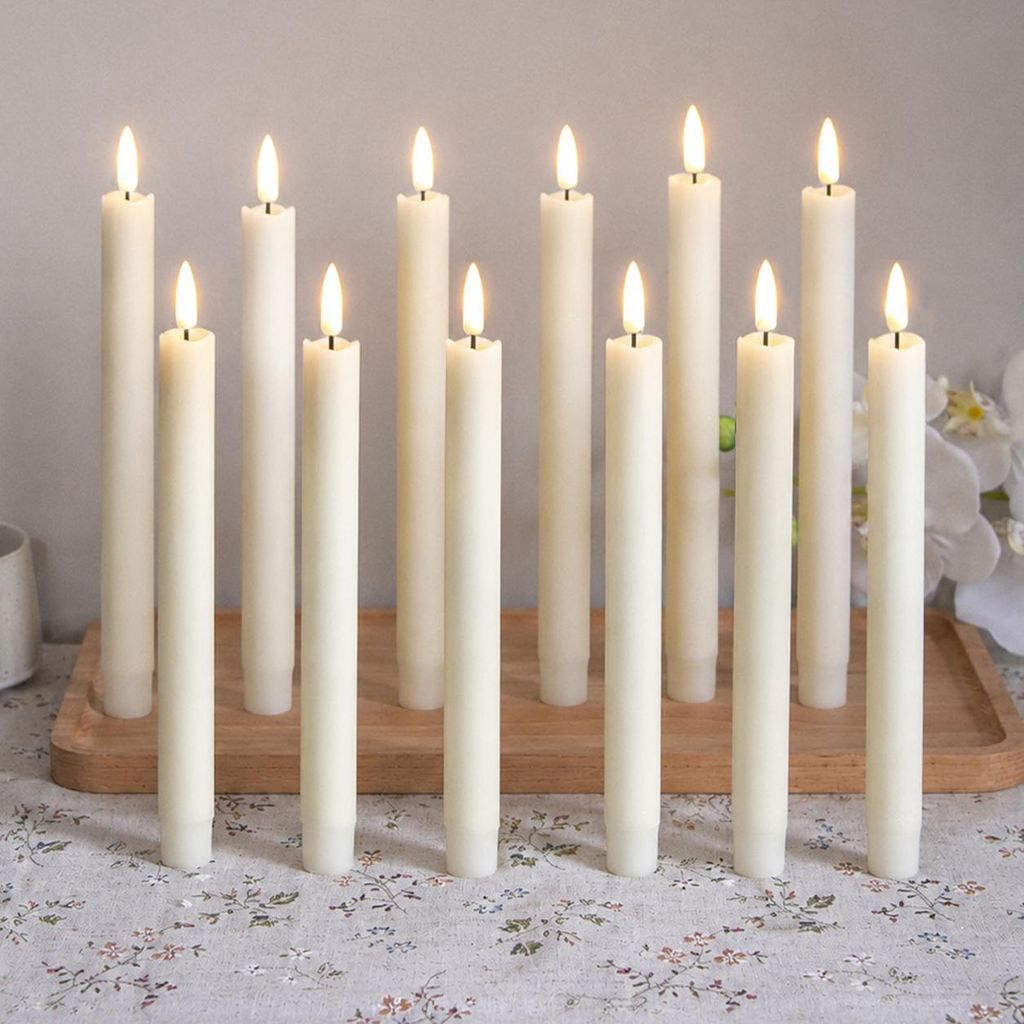12 candele a LED a forma di bastoncino, luce bianco caldo, Immagine del prodotto 
