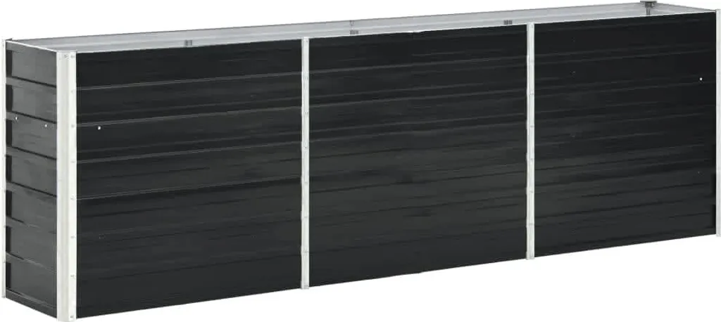 Carré potager surélevé 240 cm en acier galvanisé gris anthracite - Jardinière