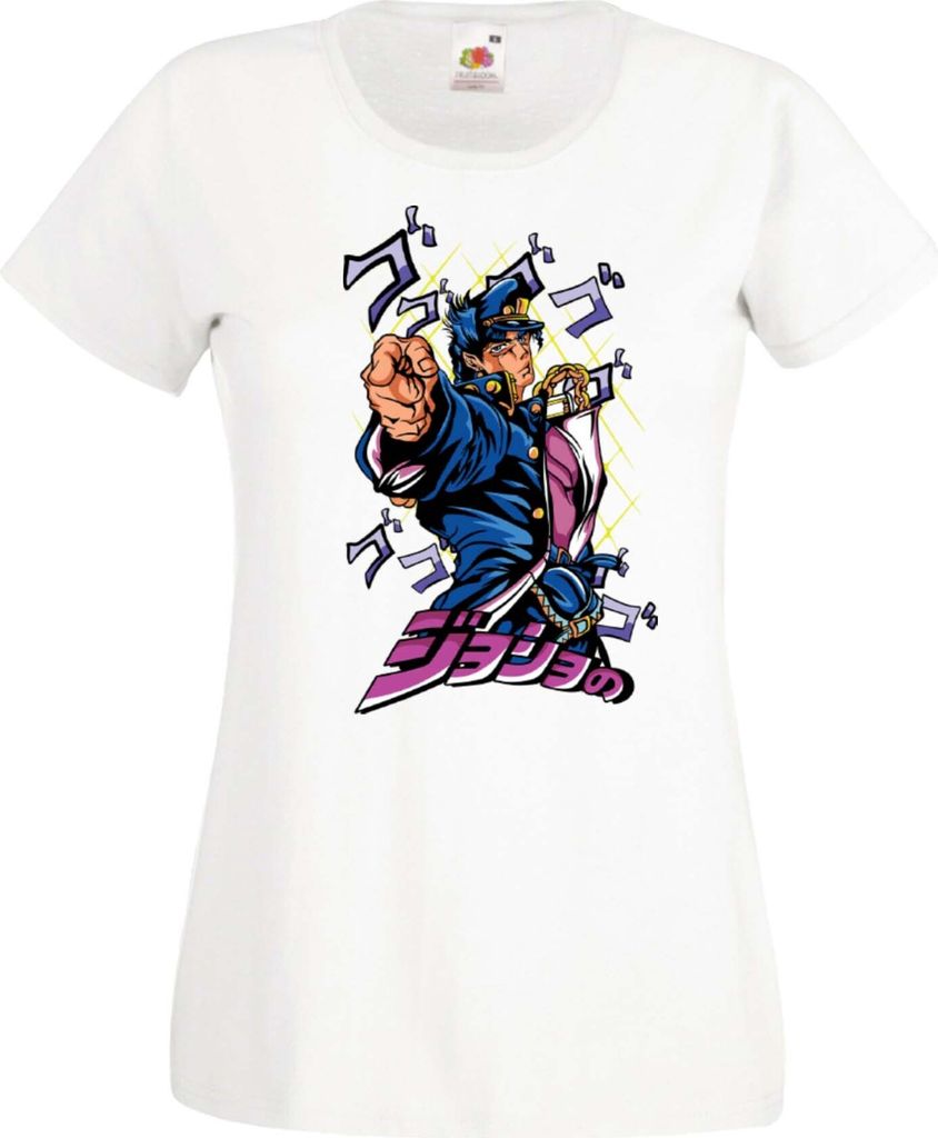 Damen T-Shirt Jojo'S Anime manga Bizarre Adventure Jotaro Kujo Var-004 Jotaro Kujo, Lady 2XL / Weiß