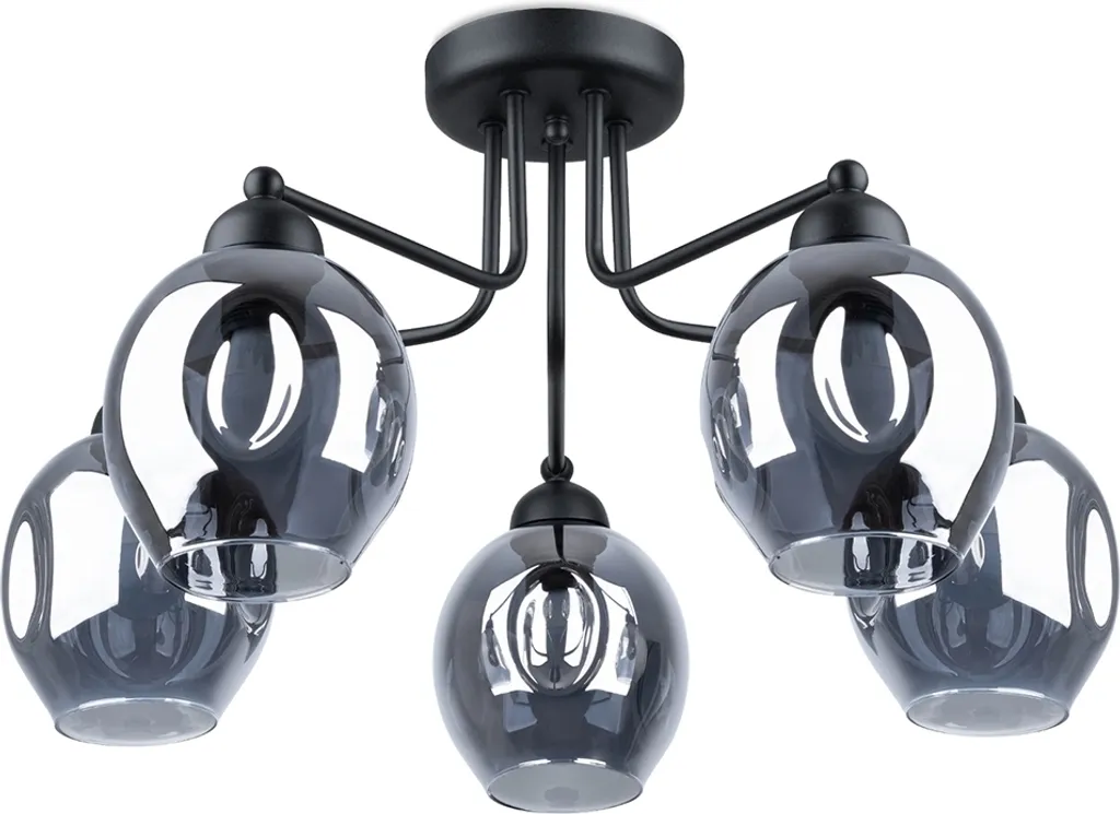 Lustre en métal noir fumé 5xE27 Pure Lume dimensions 36x59x59 cm IP20