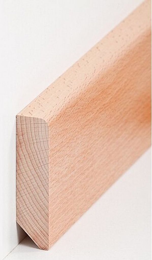 Sockelleiste Massivholz 20 x 80 x fallende Längen bis ca. 2400 mm Buche Massivholz Fußleiste by PROVISTON 24 Meter | 10 Stück
