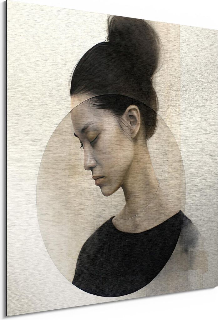 DEQORI Alu-Dibond Bild Silber 50x50 cm 'Innere Räume' Wandbild Metall dünn Design