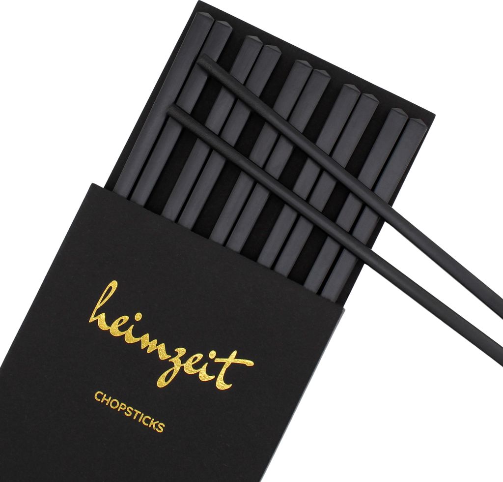 5 Paar Essstäbchen Schwarz Fiberglas Chopsticks Sushi Stäbchen spülmaschinenfest
