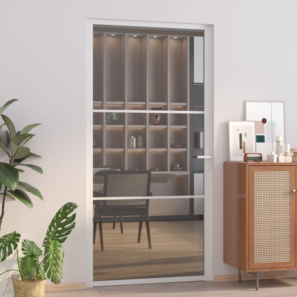 "2026 Promotion" Innentür stabil, Tür 102,5x201,5 cm Weiß ESG-Glas und Aluminium - Haustüren CC21202