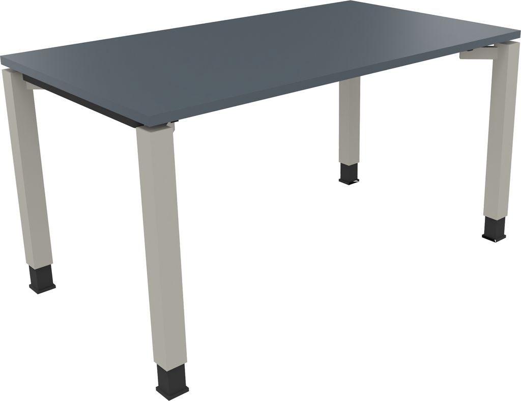 Schreibtisch Vierfuß Quadratrohr B1400xT800xH680-820 si/Lavagrau