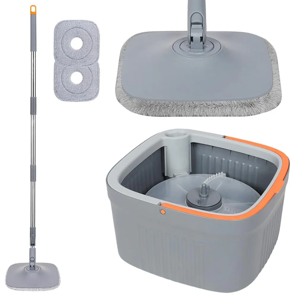 Kit Balai à Franges avec Seau à Double Compartiment et 2 Patins Microfibre - 4