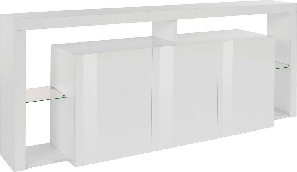 Kommode Ddariv, 3-türiges Wohnzimmer-Buffet, Wohnzimmer-Kommode, modernes Kommode, 100 % Italy, 200 x 40 x 80 cm, glänzendes Weiß