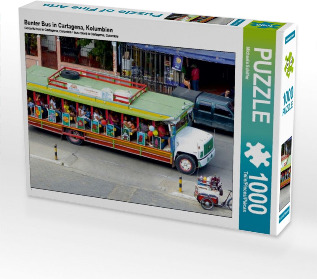 Calvendo Bunter Bus in Cartagena, Kolumbien 1000 Teile Puzzle quer 640x480mm, Schiffer Michaela; 7297666