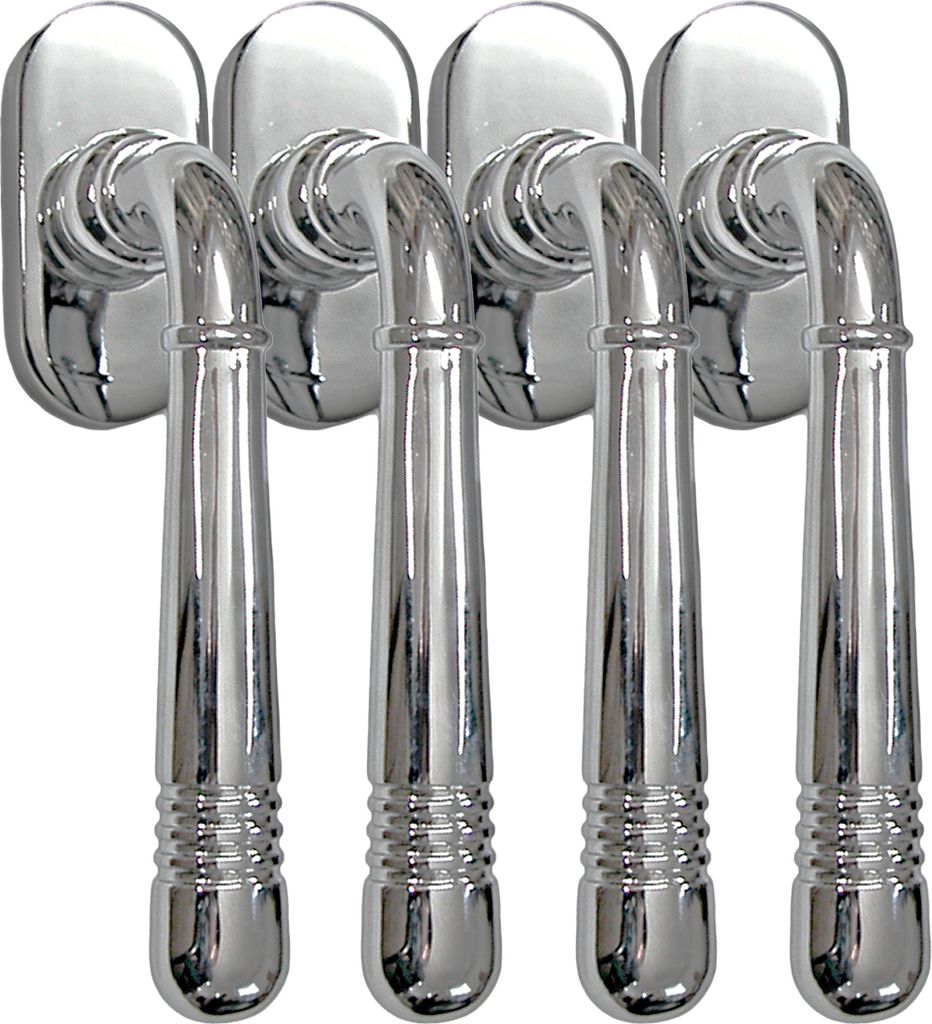 Fenstergriff Set 4 x FG Helena 1673 Chrom Rasterolive Fensterbeschlag Drücker