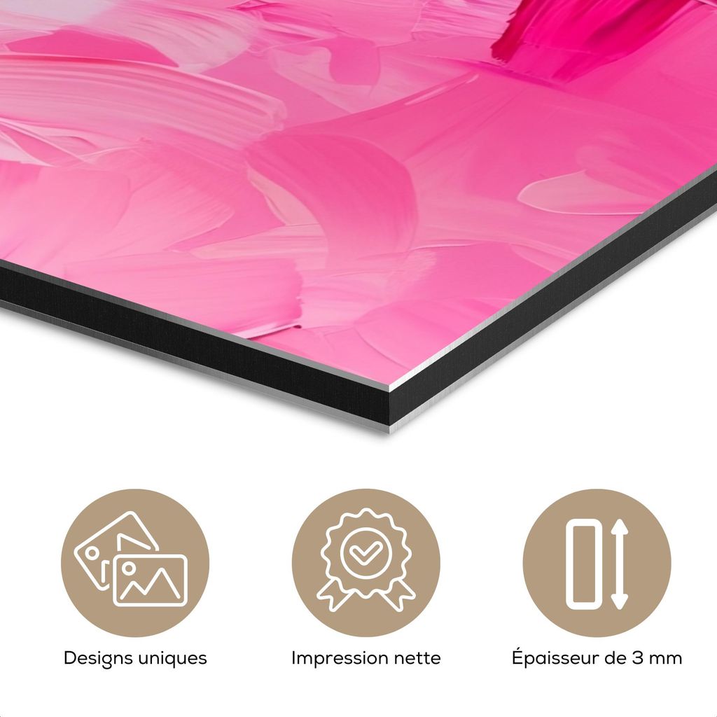 MuchoWow Wanddekoration Metall Metallbild Wandkunst 150x100 cm Rosa - Farbe - Kaffee MuchoWow Aluminium Gemälde - Alu Dibond Bild