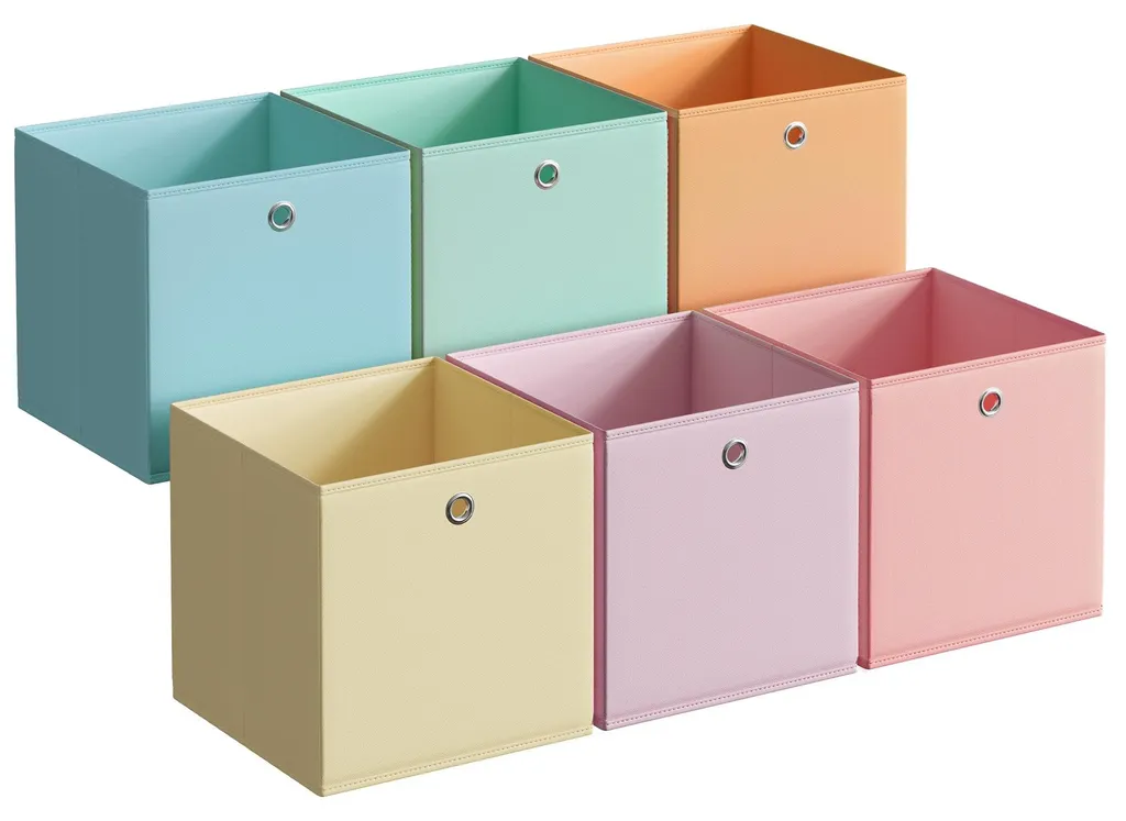 Lot 6 Boîtes Rangement en Tissu Pliables 33cm inodores - Cube Etagère